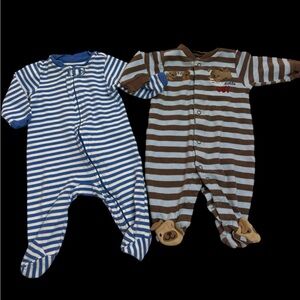 Carter's & Faded Glory Blue and Brown Striped Footies